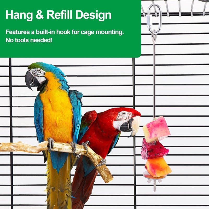 smrtcol 3 Pcs Bird Cage Food Holder Stainless Steel Parrot Fruit & Vegetable Skewer Hanging Foraging Toy for Parakeets, Budgies, Macaws - Image 4